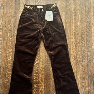 BRAND NEW CELINE DYLAN TRIOMPHE BROWN VELVET PANTS W TAGS